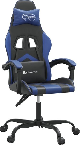 Sedia da Gaming Nera e Blu in Pelle finta