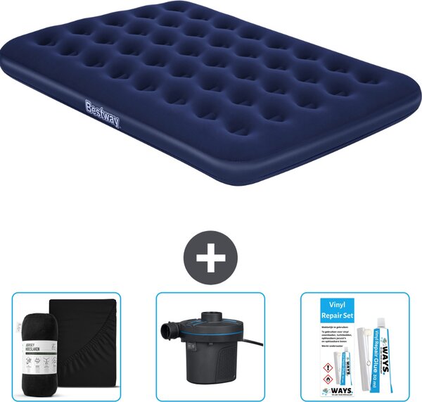 Materasso gonfiabile Bestway - Letto francese - 137 x 191 x 22 cm - Blu - Accessori inclusi