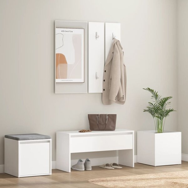 The Living Store Set di mobili per corridoio in legno bianco