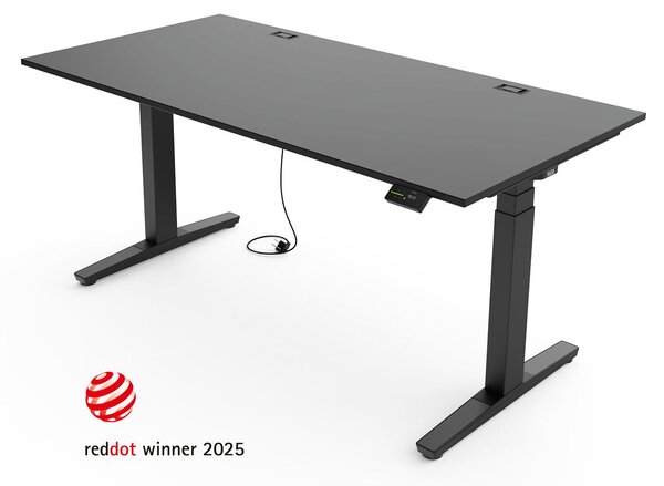 Scrivania regolabile in altezza Yaasa Desk Expert, elettrica, 160 x 80 cm, grigio scuro/nero – Stabilità di prima qualità, sistema di sollevamento automatico e passacavo