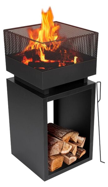 BBQ Collection stufa da patio con camino - barile di fuoco con parascintille per patio e giardino - cesto di fuoco Acciaio al carbonio, barile di fuoco e camino da esterno