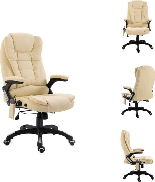VidaXL Sedia da ufficio massaggiante in Pelle finta crema - Sedie da ufficio