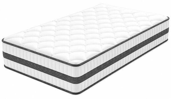 Materasso boxspring 90x200x26 cm, 7 zone, con schiuma memory e molle insacchettate, altezza H3, ideale per single, adolescenti e camere degli ospiti