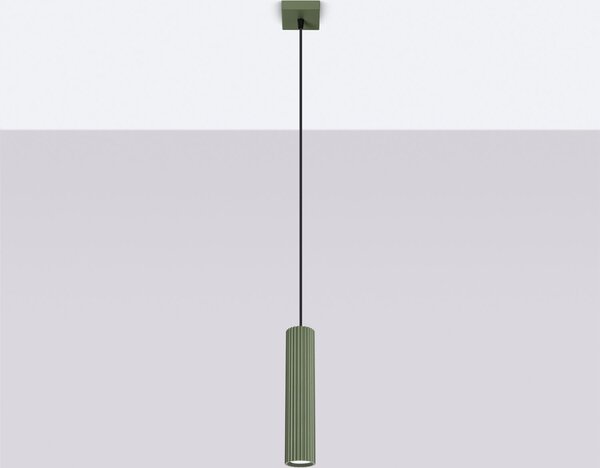 Lampada a sospensione Alluminio L: 8 cm H: max. 118 cm Verde oliva GU10 Moderna Lampada a sospensione