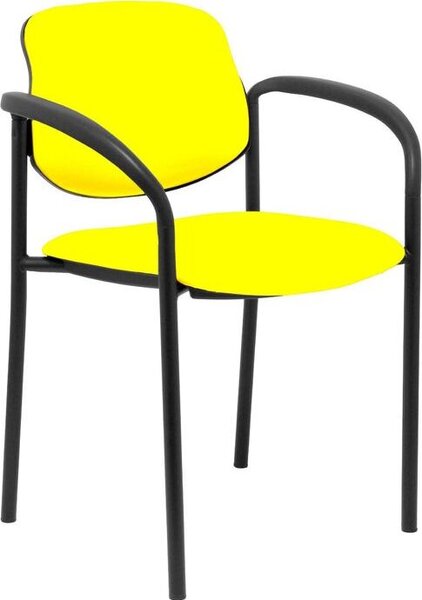 Sedia fissa Villalgordo similpiel telaio giallo nero con braccioli