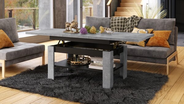 Tavolino da caffè design Rio, con altezza regolabile in modo continuo da 55 a 67 cm, estendibile da 130 a 170 cm, con superficie di appoggio. Tavolo da pranzo