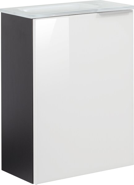 Set per bagno ospiti Fackelmann KARA, 2 pezzi, 45 cm, bianco/antracite, montaggio a sinistra, vetro bianco