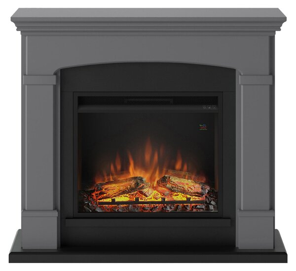 TAGU Helmi Camino elettrico grigio con LED Powerflame da 23 pollici Camino decorativo e riscaldante