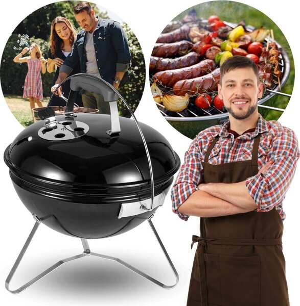 Barbecue a carbonella, su gambe, con coperchio 37x37x44 cm