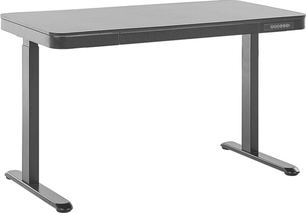 BELIANI Tavolo regolabile elettricamente nero Piano del tavolo Struttura in acciaio verniciato a polvere 120 x 60 cm Design moderno