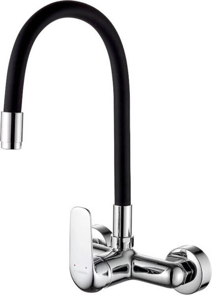 Miscelatore per lavello a parete Kuchinox ELZA con bocca flessibile cromo/nero