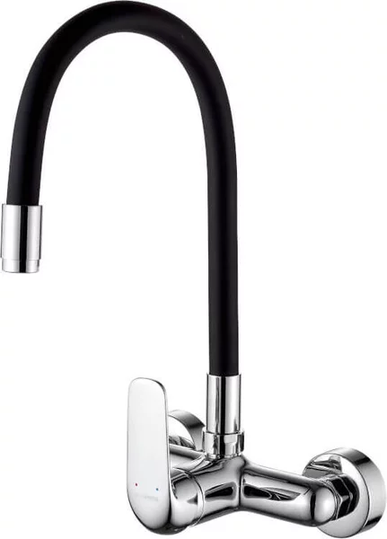 Miscelatore per lavello a parete Kuchinox ELZA con bocca flessibile cromo/nero