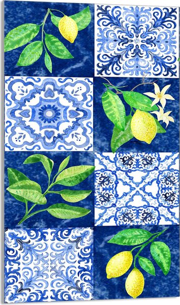Piastra copri piano cottura 30x52 Piastra copri piano cottura in ceramica alzatina in vetro tagliere decorativo, mosaico limone