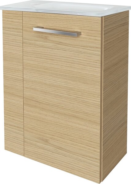 Fackelmann SBC B. STYLE Set per bagno ospiti, 2 pezzi, 45 cm, marrone chiaro, montaggio a destra, vetro bianco