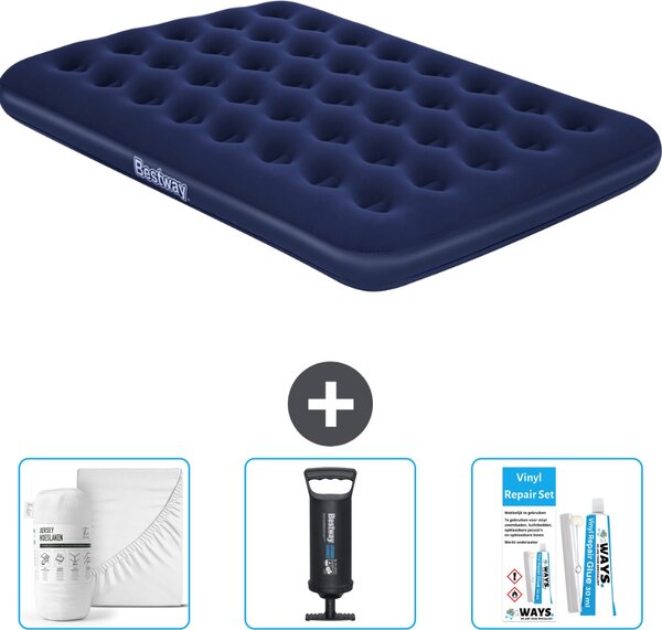 Materasso gonfiabile Bestway - Letto francese - 137 x 191 x 22 cm - Blu - Accessori inclusi
