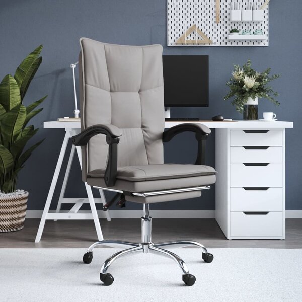 The Living Store Sedia da ufficio con funzione reclinabile Tessuto Taupe