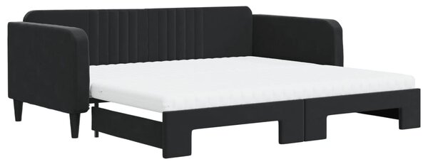VidaXL Divano letto estraibile con materasso Nero 100x200 cm Velluto