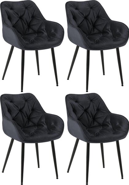 Set di 4 sedie da pranzo in velluto - sedie SAMT - ottimo comfort di seduta | colore: nero