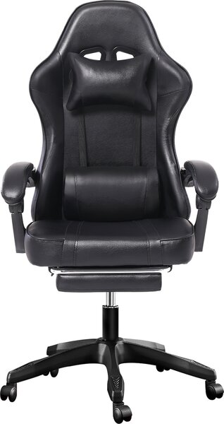 Sedia da ufficio AIORBER, sedia da gioco, 90°-165°, sedia ergonomica, 300 libbre, con poggiatesta, regolabile, per ufficio, camera da letto, 65x65x123cm, nero
