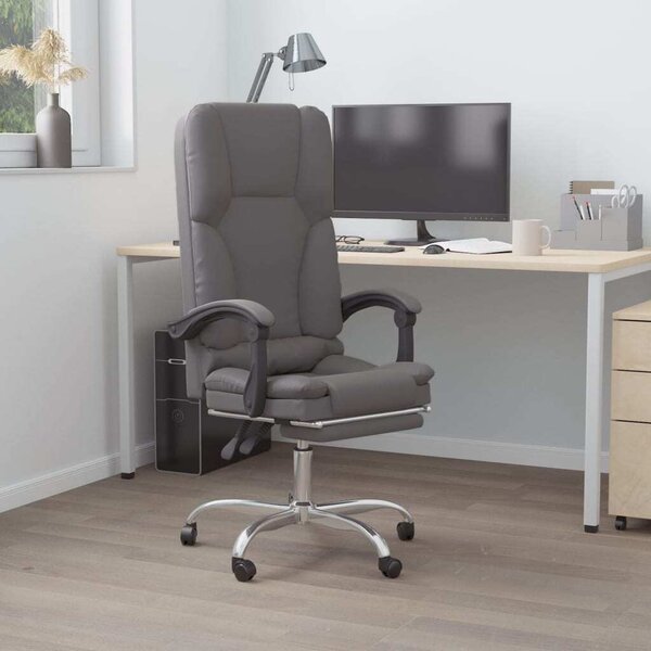 The Living Store Sedia da ufficio con funzione massaggio Similcuoio grigia