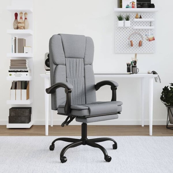VidaXL Sedia da ufficio con funzione reclinabile in tessuto grigio chiaro - Sedia da ufficio con funzione reclinabile - Sedie da ufficio con funzione reclinabile - Sedia da ufficio con funzione relax - Sedia da scrivania