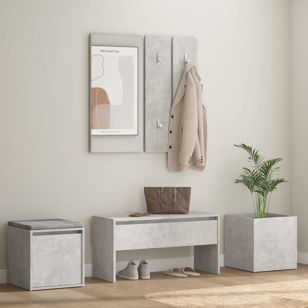 VidaXL Set di mobili da corridoio in cemento grigio a base di legno - Set di mobili da corridoio - Set di mobili da corridoio - Mobili da corridoio - Mobili da corridoio