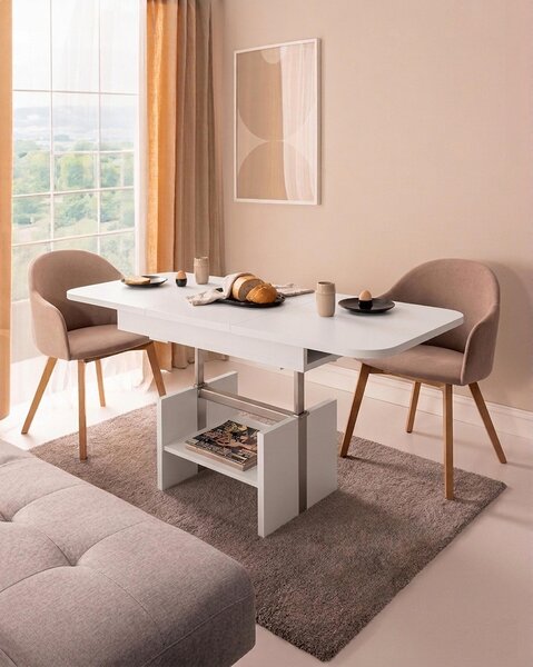 Tavolino di design WM-2, regolabile in altezza, allungabile, tavolo da pranzo, ripiano