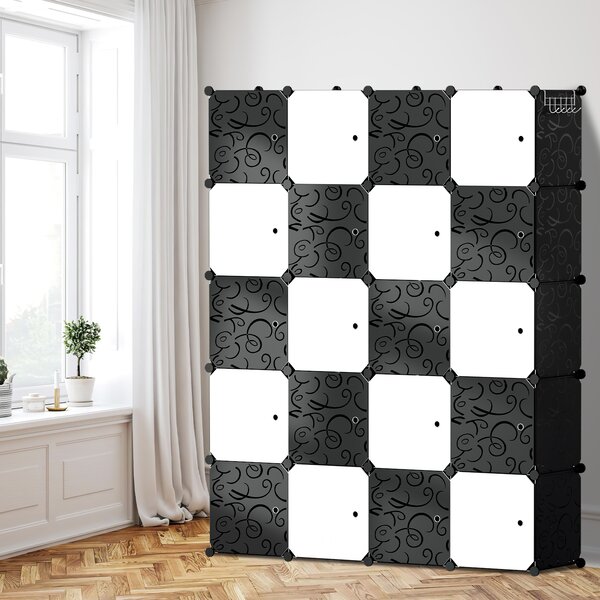 Hengda 20 scomparti armadio fai da te Set di scaffali Sistema di scaffali LWH: 175x140x35cm Armadio combinato pannelli PP Armadio con 2 ganci per cappotti