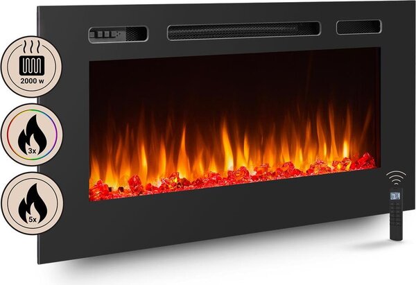Camino elettrico da incasso BALDERIA Fiamma 40 – Potenza termica fino a 2000 W, nero