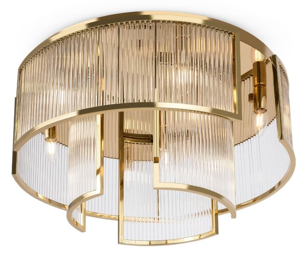 Lampada da soffitto in metallo e vetro rotonda D: 65 cm in oro E14 a 9 fiamme Art Déco