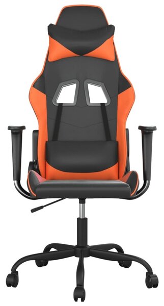 VidaXL Sedia da gioco con funzione massaggio in ecopelle nera e arancione