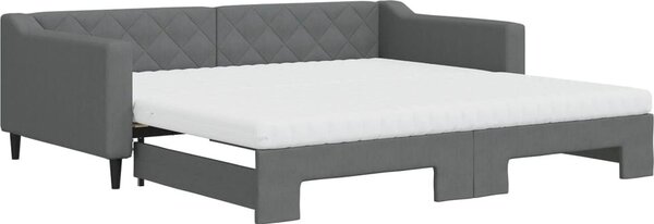 VidaXL Divano letto estraibile con materasso Grigio scuro 100x200 cm Tessuto