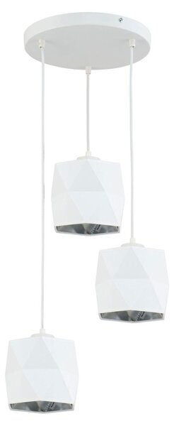 Lampada a sospensione in tessuto metallico in bianco argento a 3 luci E27 moderna lampada a sospensione tavolo da pranzo soggiorno