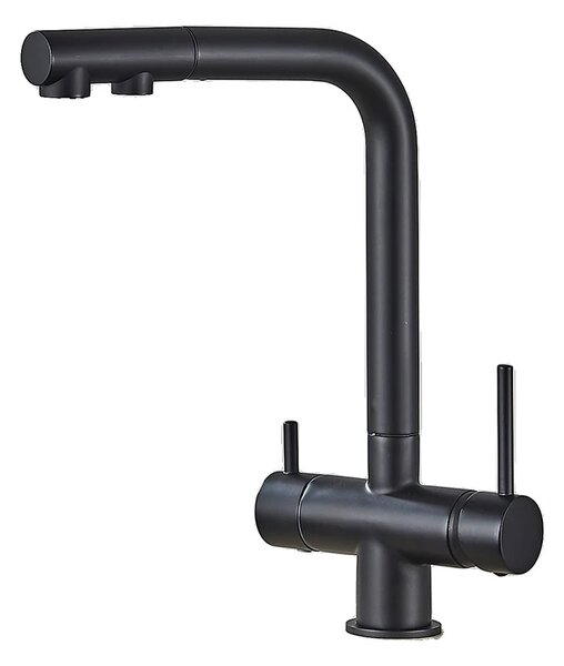 Rubinetto da cucina a soffitto, doppio supporto, orientabile a 360 gradi, annerito