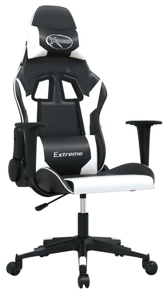Sedia da Gaming Nero e Bianco in Pelle finta