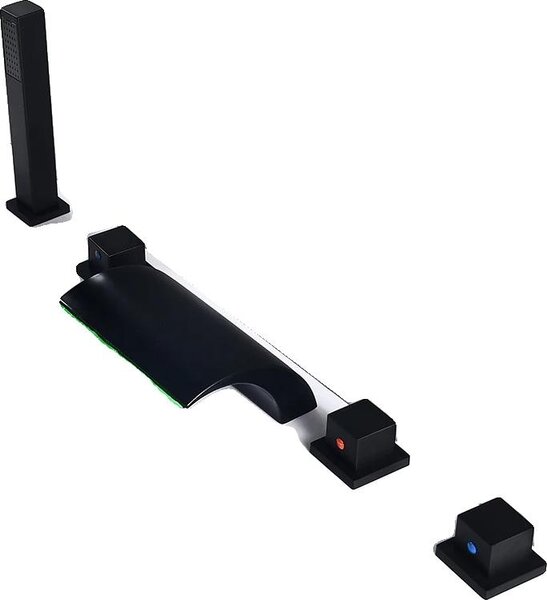 Set di rubinetti per lavabo, doppio attacco acqua, design moderno, nero