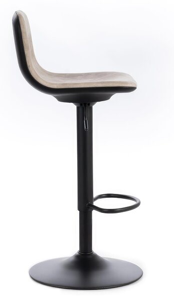 Sgabello Teo Kitchen & Living 39x45xH86 102 cm, Seduta e Schienale Beige, Gambe Nero, Materiale Microfibra e Metallo