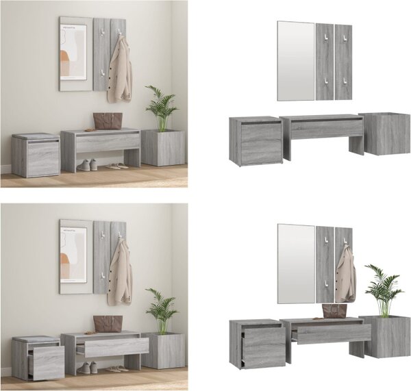 VidaXL Set di mobili per corridoio in legno grigio Sonoma - Set di mobili per corridoio - Set di mobili per corridoio - Mobili per corridoio - Set di mobili per corridoio