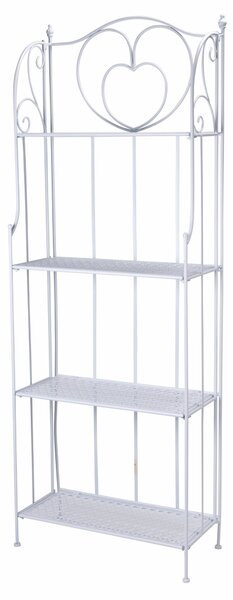Wisfor Scaffale Portafiori In Ferro Battuto Bianco 4 Ripiani - Fioriera Da Esterno E Interno, Porta Piante A Torre 93,5 Cm