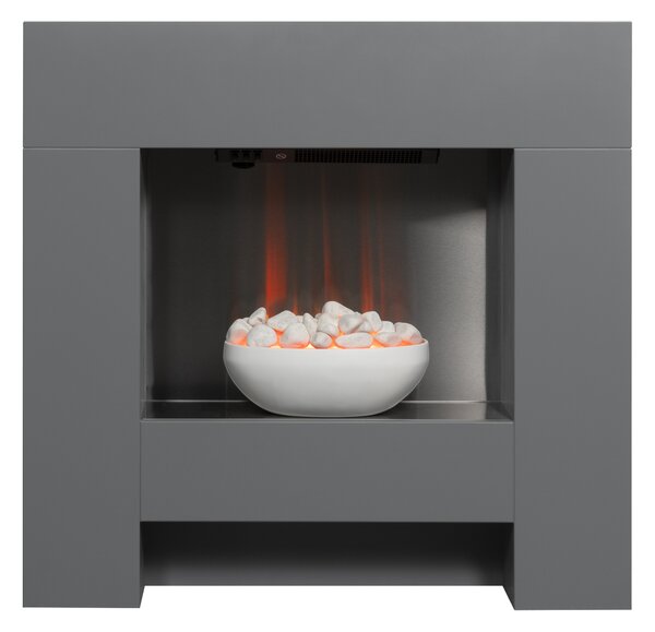 Caminetto elettrico Adam Cubist con elegante cornice in grigio, 36 pollici