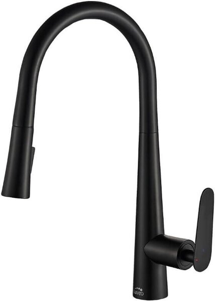 NALDA U' miscelatore per lavello a pavimento con doccetta estraibile Ceramica, nero, 415 mm, efficienza energetica, BAY_769D
