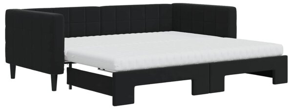 VidaXL Divano letto estraibile con materasso Nero 90x190 cm Velluto