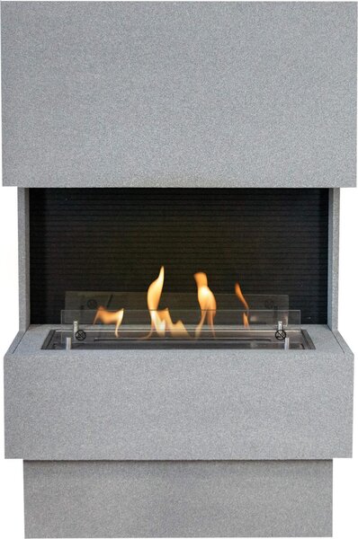 Caminetto a etanolo Xaralyn - Nuoro B - aspetto cemento - riscaldamento 3 KW - caminetto da incasso incluso - fiamme reali - caminetto decorativo