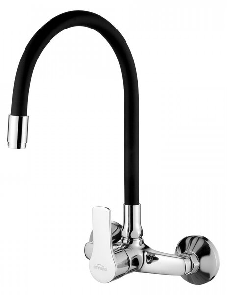 Miscelatore per lavello a parete Verso, nero con bocca flessibile, BC-82-E5S-L, aeratore economico, testa in Vetroceramica da 35 mm