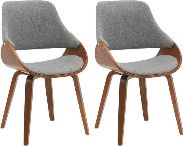 Set di 2 sedie da pranzo - sedie da cucina - comode ed eleganti, noce/grigio scuro, tessuto