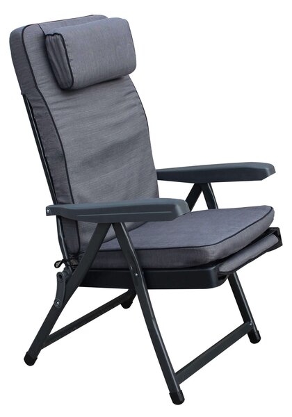 Poltrona relax in acciaio con schienale reclinabile e carrello poggiapiedi PARADISE - Grey