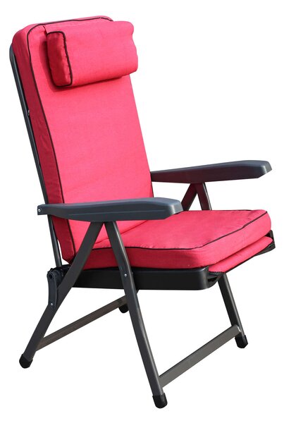 Poltrona sdraio con cuscino relax schienale reclinabile e carrello poggiapiedi Paradise - Red