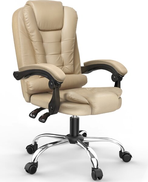 Sedia ergonomica per ufficio - sedia da scrivania Bigzzia con schienale alto e regolabile in altezza - sedia girevole in Finto cuoio - sedia reclinabile per ufficio - casa