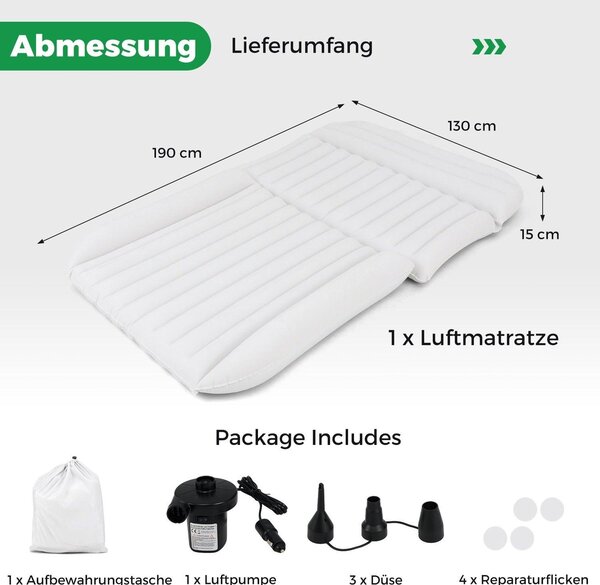Materasso ad aria SUV 190x130 cm, letto gonfiabile con pompa