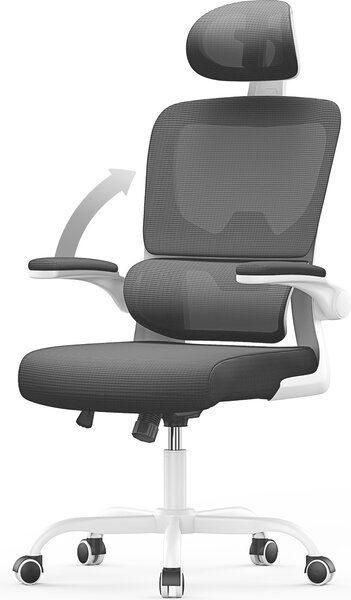 Sedia da ufficio ergonomica - sedia da ufficio con poggiatesta regolabile - braccioli, supporto lombare elastico, regolabile in altezza